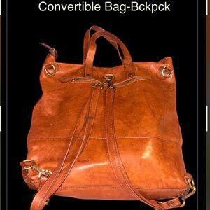 I Medici Firenze Brown Leather Convertible Crossbody Shoulder Backpack Bag